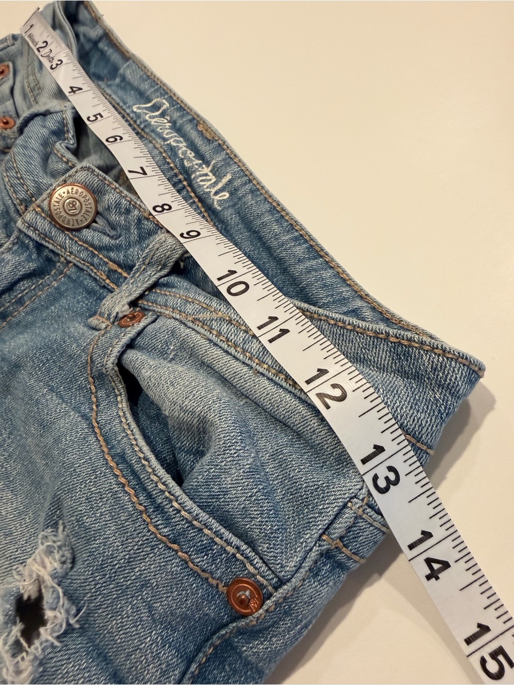 Aeropostale Women's Light Blue Distressed Bootcut Jeans Size 0 light wash holes - Picture 7 of 10